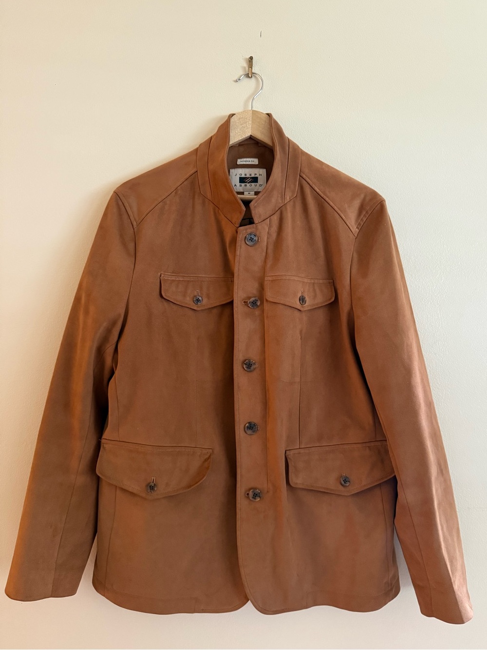 Joseph Abboud | Men's Modern Fit Faux Suede Field Jacket Blazer Tan | Size M